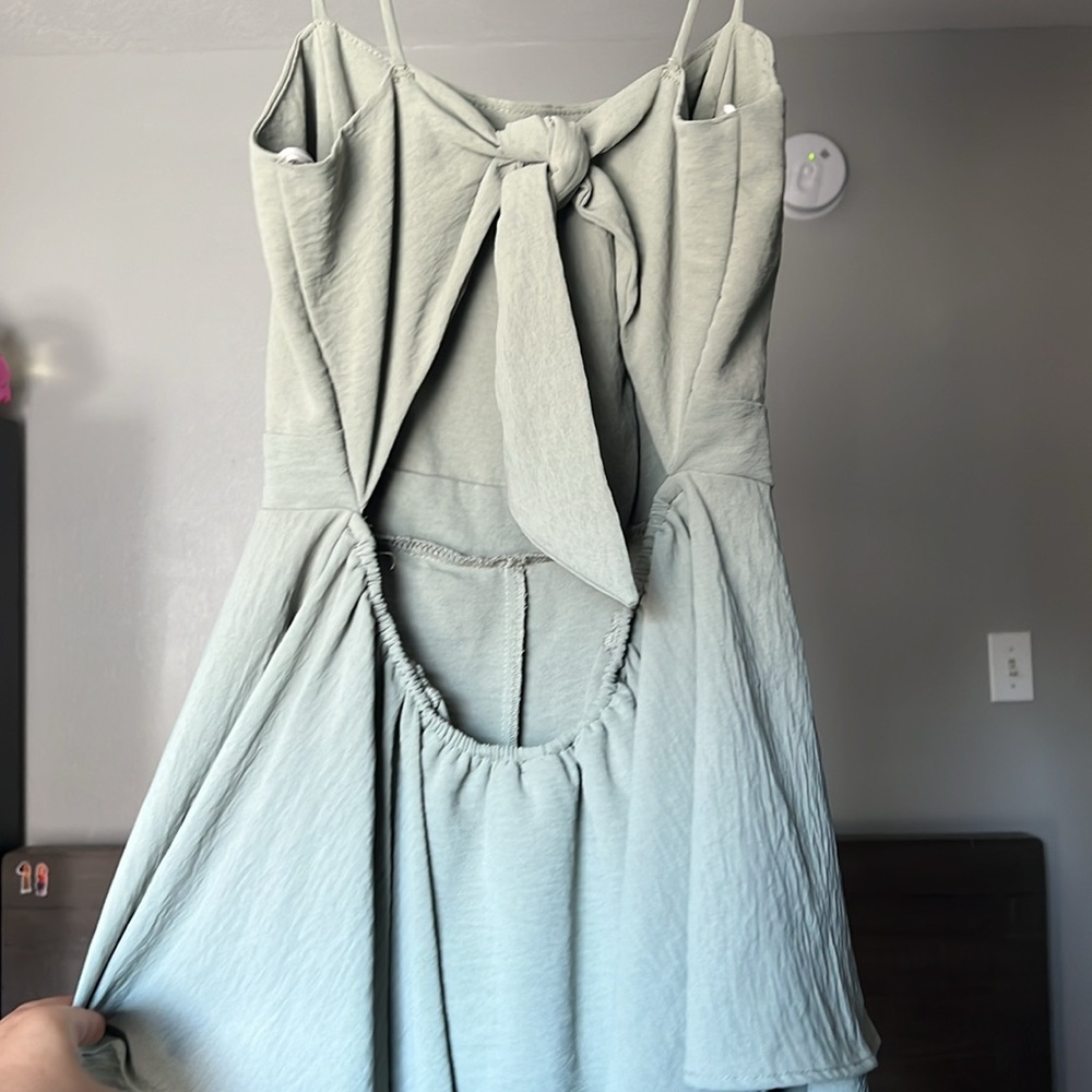 SAGE GREEN small dresslike romper with bow in back